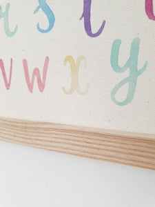 Cloud Alphabet canvas print with wooden hanger
