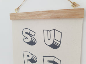 Super hero canvas print with wooden wall hanger - Super hero nursery accessory - Super hero bedroom accessory - Super hero Print