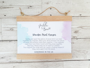 Bunny canvas print with wooden wall hanger