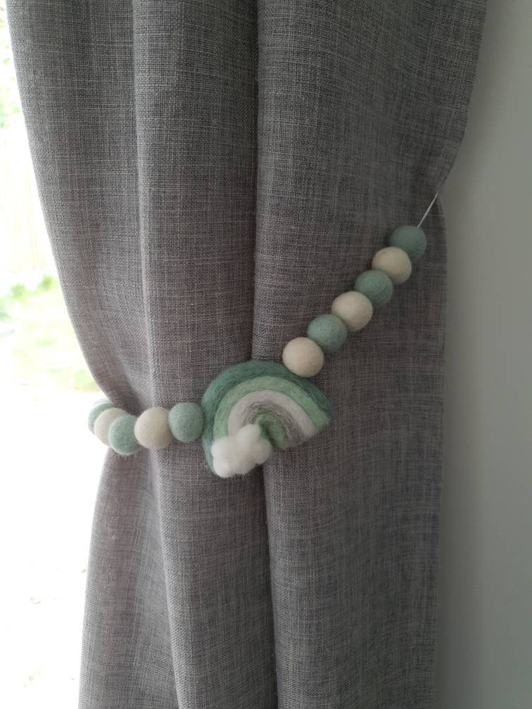 Mint Felt Rainbow curtain tieback