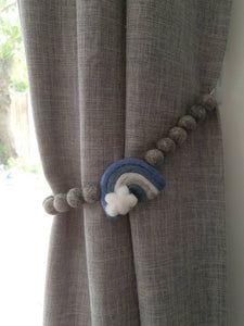 Blue Felt Rainbow curtain tieback