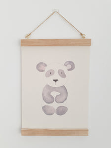 Panda canvas Print with Wooden hanger