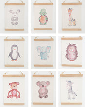 Load image into Gallery viewer, Watercolour Hedgehog canvas Print with Wooden hanger