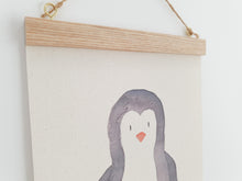 Load image into Gallery viewer, Penguin canvas Print with Wooden hanger