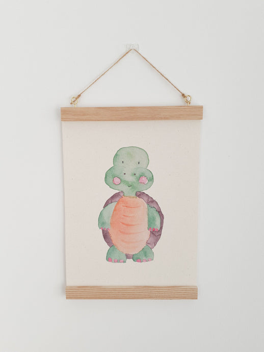 Turtle canvas Print with Wooden hanger