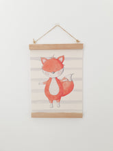 Load image into Gallery viewer, Fox canvas print with wooden wall hanger