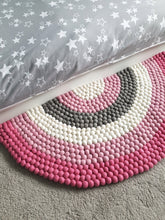 Load image into Gallery viewer, Pink Rainbow Rug - Pink Felt ball rainbow Rug - Rainbow decor - Rainbow accessories - Rainbow decor - Nursery rug - Bedroom Rug