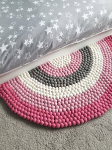 Pink Rainbow Rug - Pink Felt ball rainbow Rug - Rainbow decor - Rainbow accessories - Rainbow decor - Nursery rug - Bedroom Rug