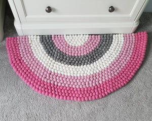 Pink Rainbow Rug - Pink Felt ball rainbow Rug - Rainbow decor - Rainbow accessories - Rainbow decor - Nursery rug - Bedroom Rug