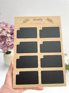 Weekly planner chalk board - Solid oak weekly chalk board - Organisation chalk board - Wipeable weekly planner board