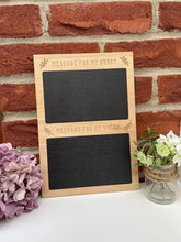 Load image into Gallery viewer, Message chalk board - Solid oak hubby and wifey chalk board - Organisation chalk board - Message to my hubby board