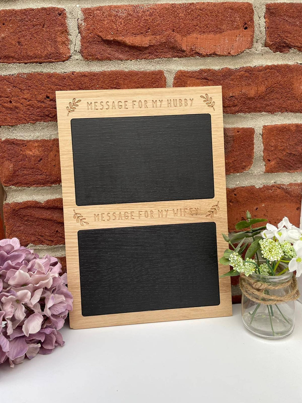 Message chalk board - Solid oak hubby and wifey chalk board - Organisation chalk board - Message to my hubby board